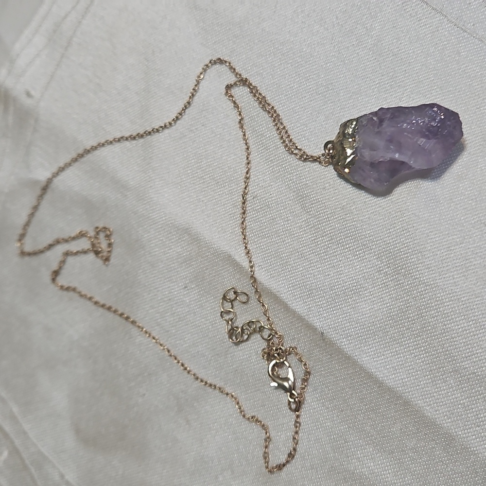 Raw Amethyst Necklace Crystal Pendant Necklace